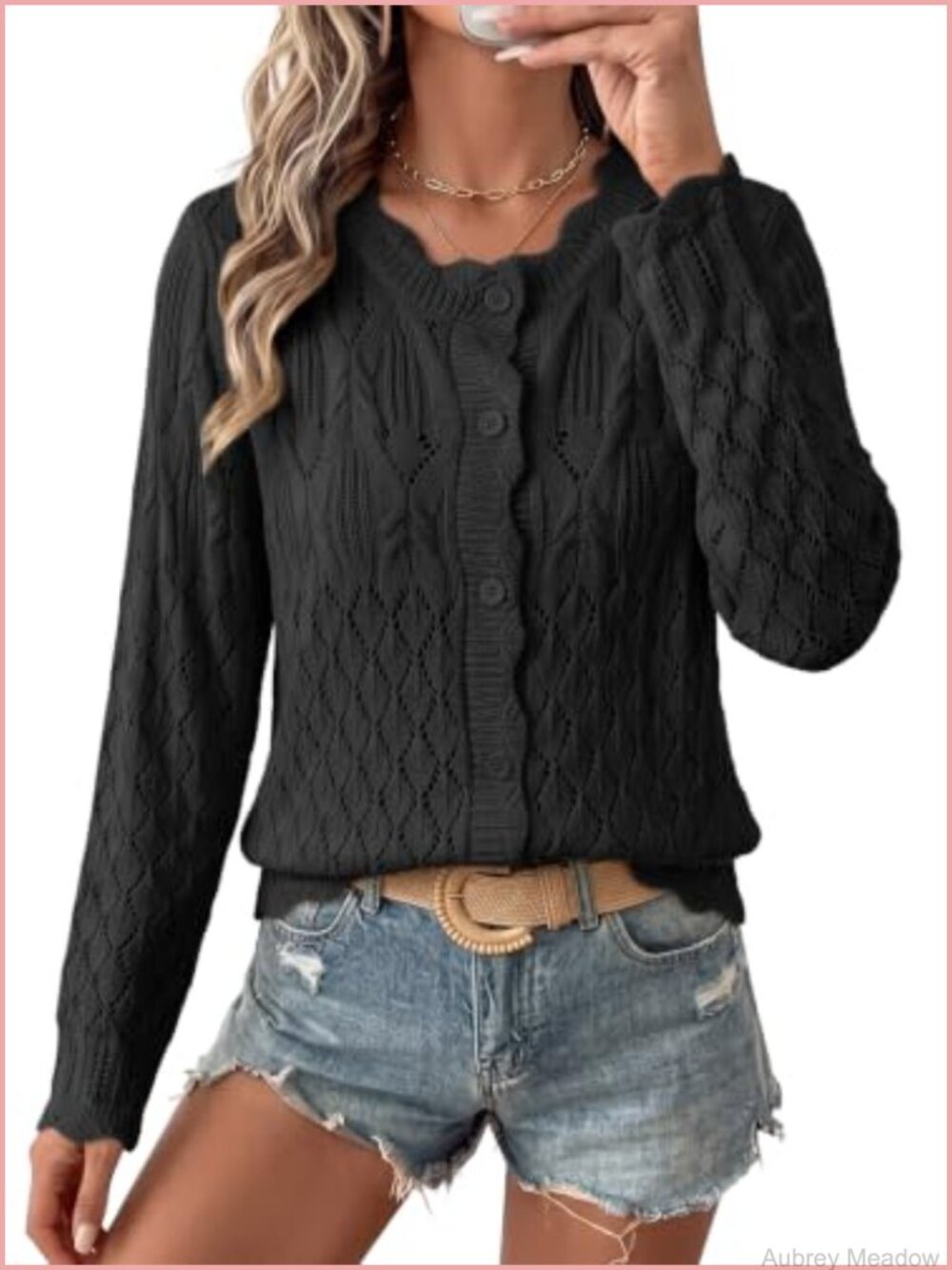 Dokotoo Women's Long Sleeve Cardigan Button Down Knit Sweater Top